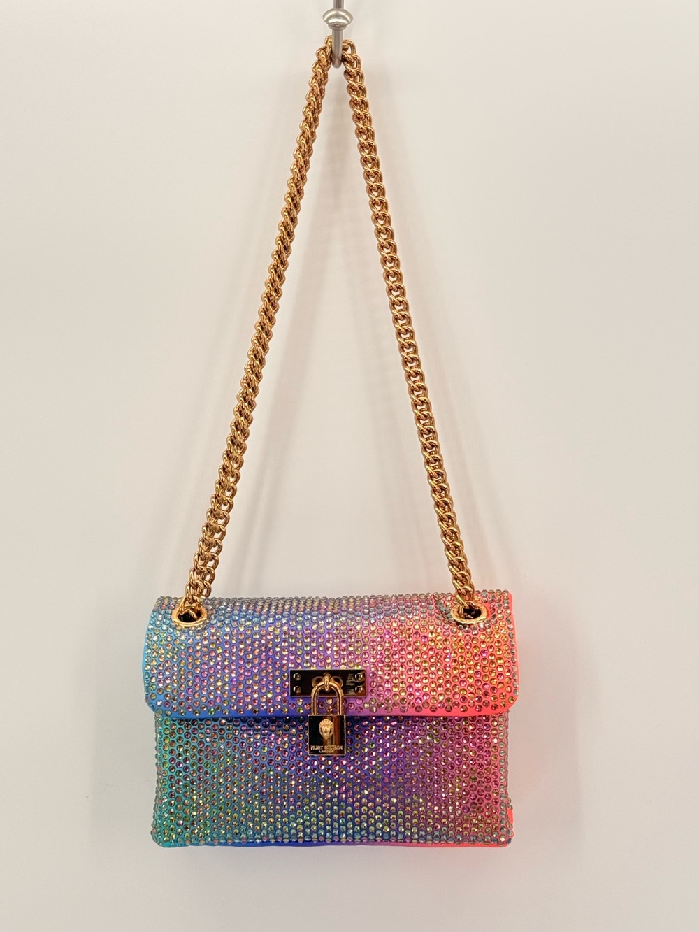 KURT GEIGER Mini Brixton Crystal Ombré Purple Rainbow Crossbody Bag NWT - Picture 6 of 14